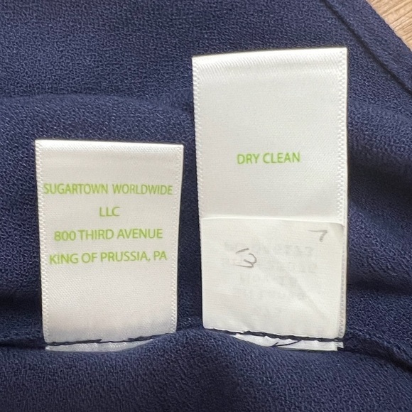 Lilly Pulitzer Jane Navy Blue Gold Appliqué Trim Sleeveless Shift Dress Size 0 - Picture 11 of 12